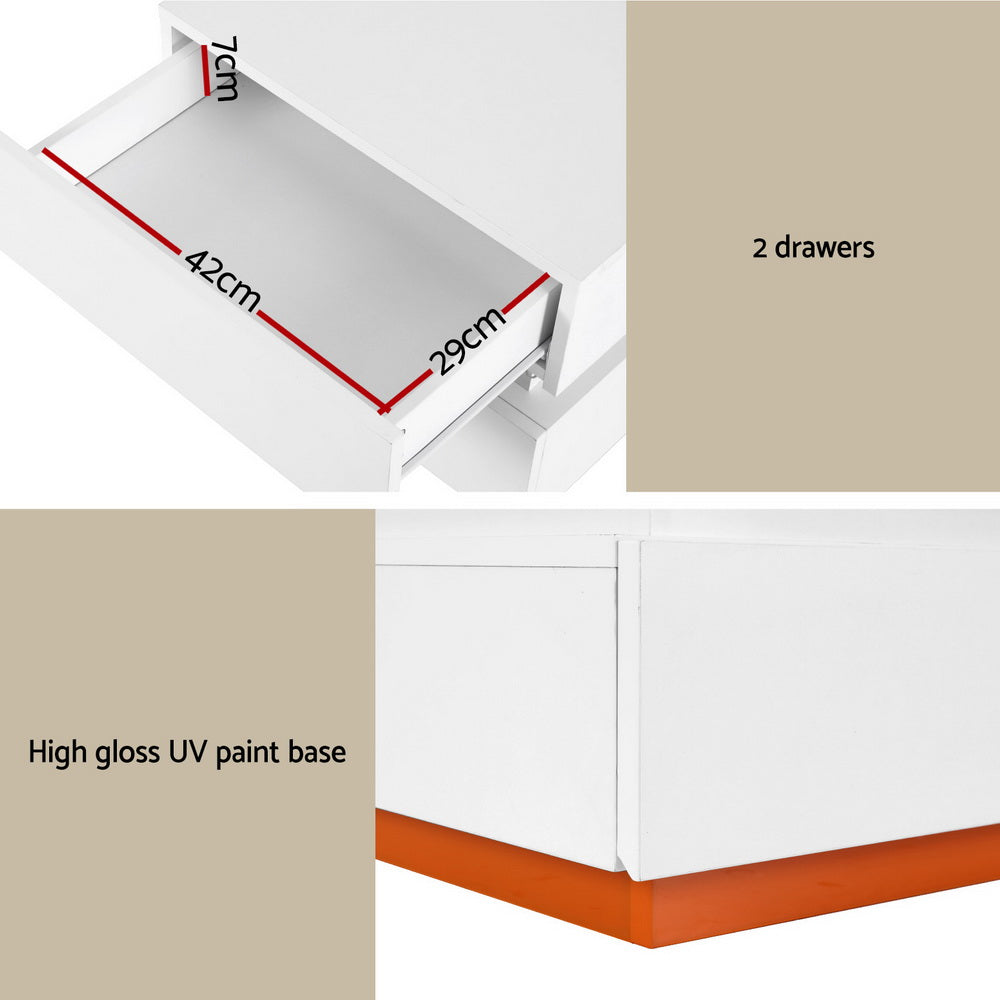 Artiss Smart Bedside Table LED Wireless Charging Ada 6