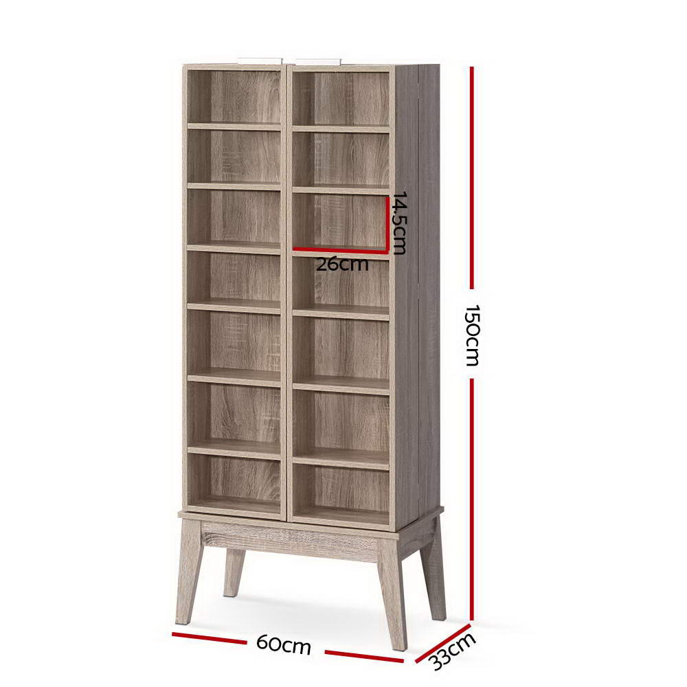 Artiss Bookshelf CD Storage Rack - BERG Oak 4