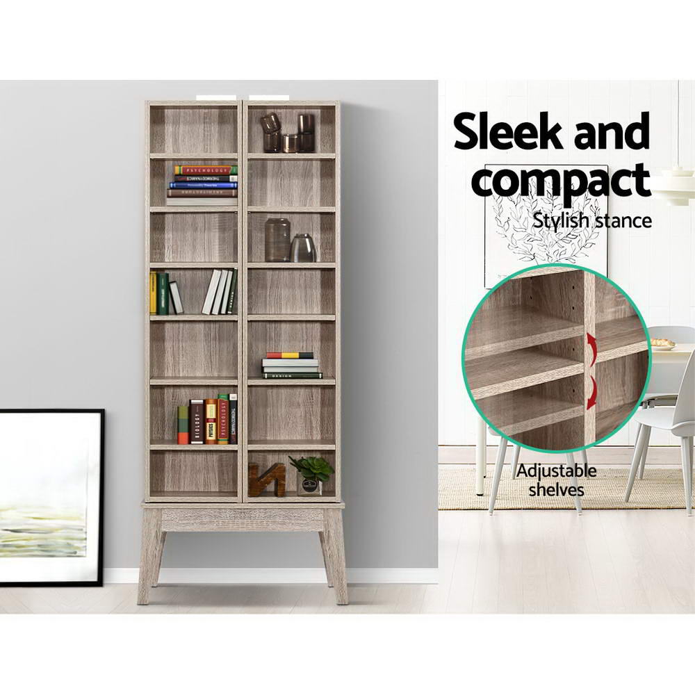Artiss Bookshelf CD Storage Rack - BERG Oak 6