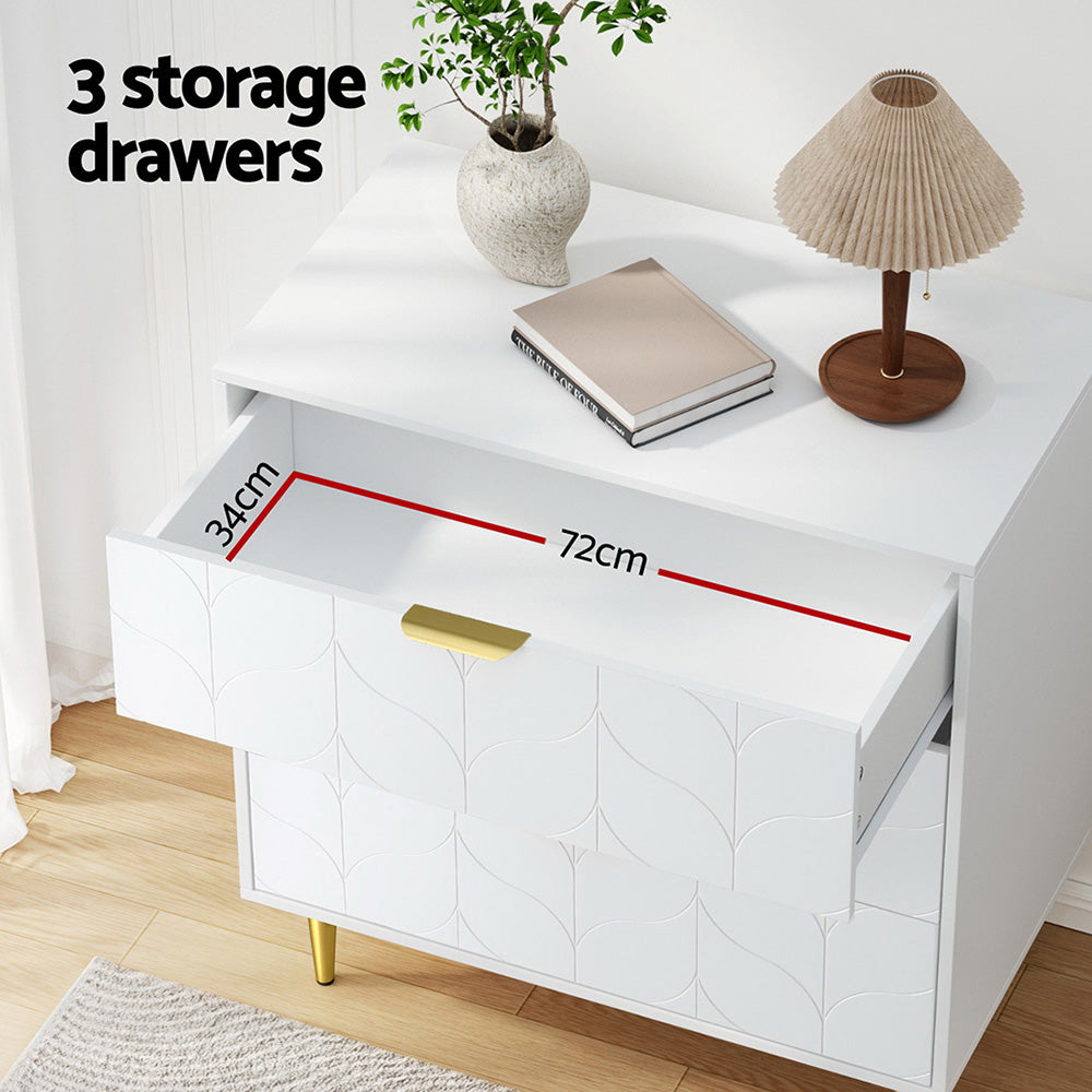 Artiss 3 Chest of Drawers Lowboy Cabinet White 6