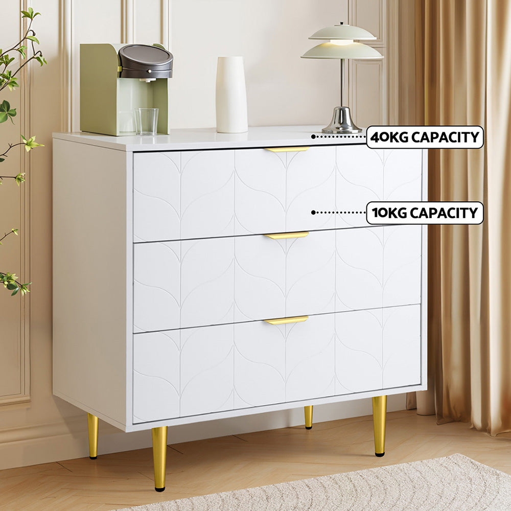 Artiss 3 Chest of Drawers Lowboy Cabinet White 8