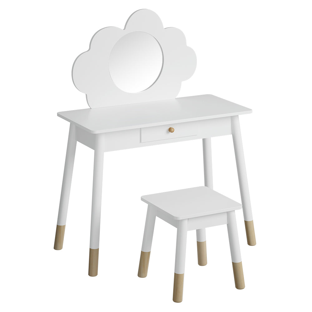 Keezi Kids Dressing Table Chair Set Vanity Makeup Wooden Leg Mirror Drawer 3