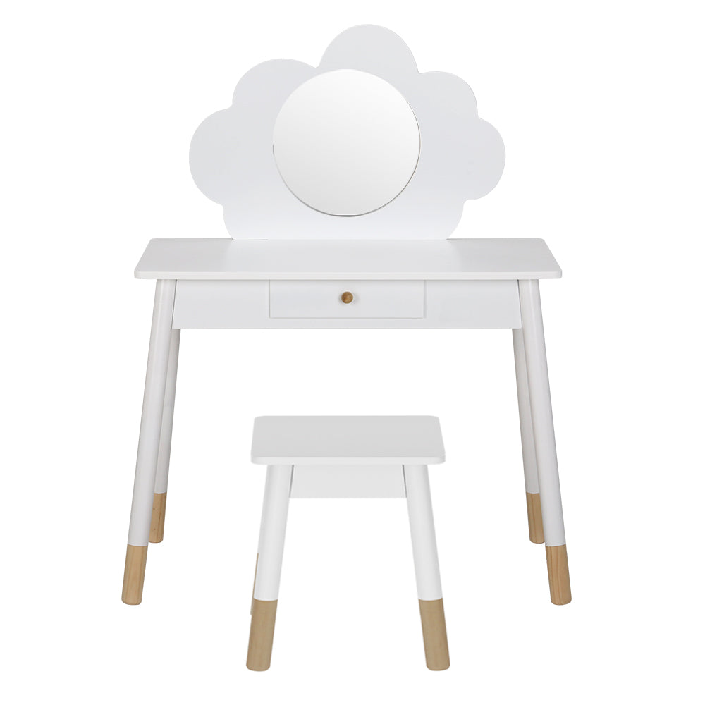 Keezi Kids Dressing Table Chair Set Vanity Makeup Wooden Leg Mirror Drawer 5