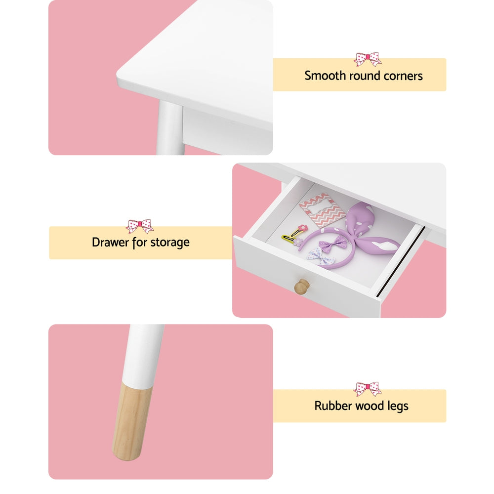 Keezi Kids Dressing Table Chair Set Vanity Makeup Wooden Leg Mirror Drawer 8