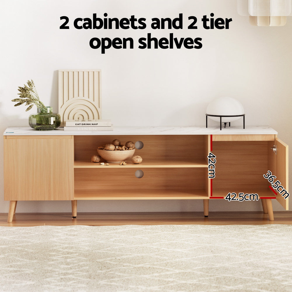 Artiss TV Cabinet Entertainment Unit Stand 180CM Pine White 6