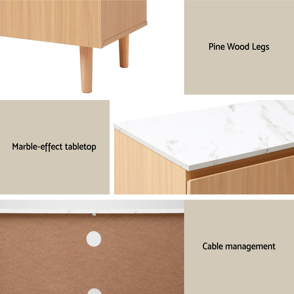 Artiss TV Cabinet Entertainment Unit Stand 180CM Pine White 7