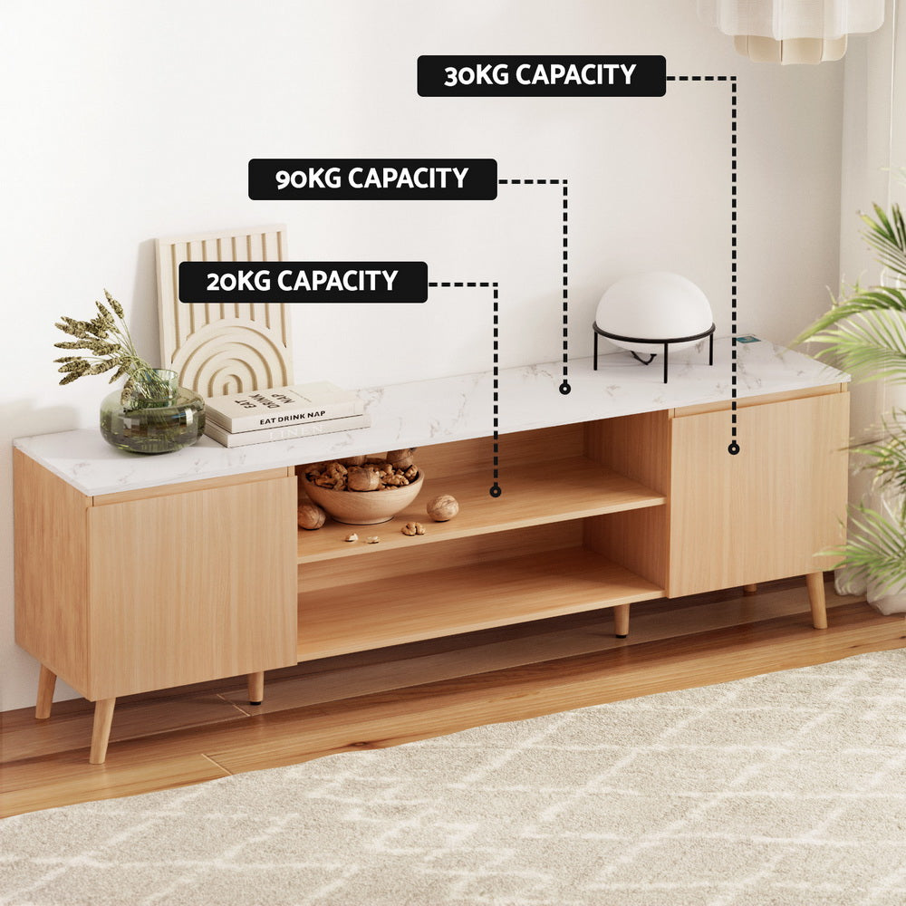 Artiss TV Cabinet Entertainment Unit Stand 180CM Pine White 8
