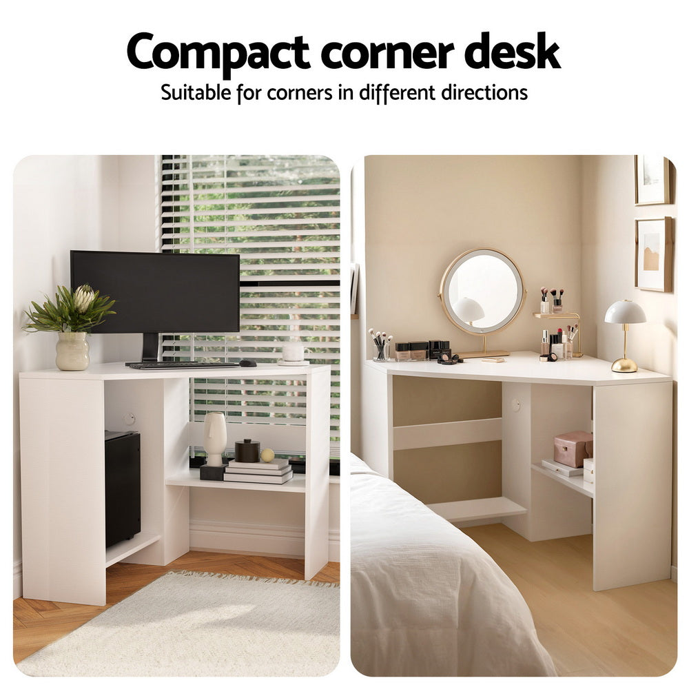 Artiss Corner Computer Desk Shelves CPU Stand L-shape Home Office Workstation Desks 3