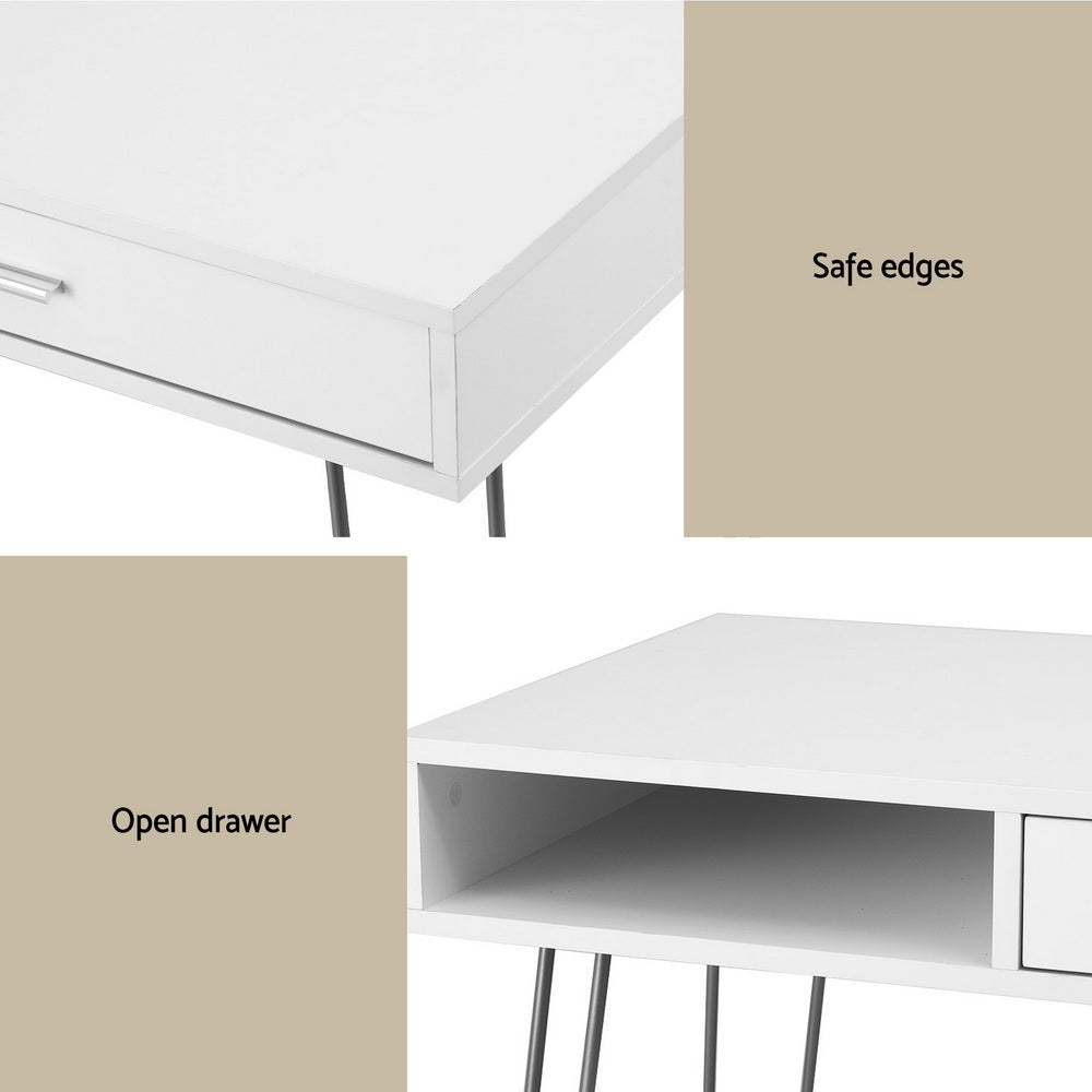 Artiss Computer Desk Drawer Cabinet Home Office Desks Workstation 100cm White 5