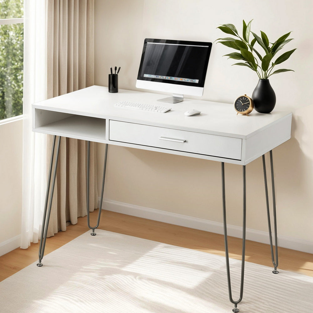 Artiss Computer Desk Drawer Cabinet Home Office Desks Workstation 100cm White 6
