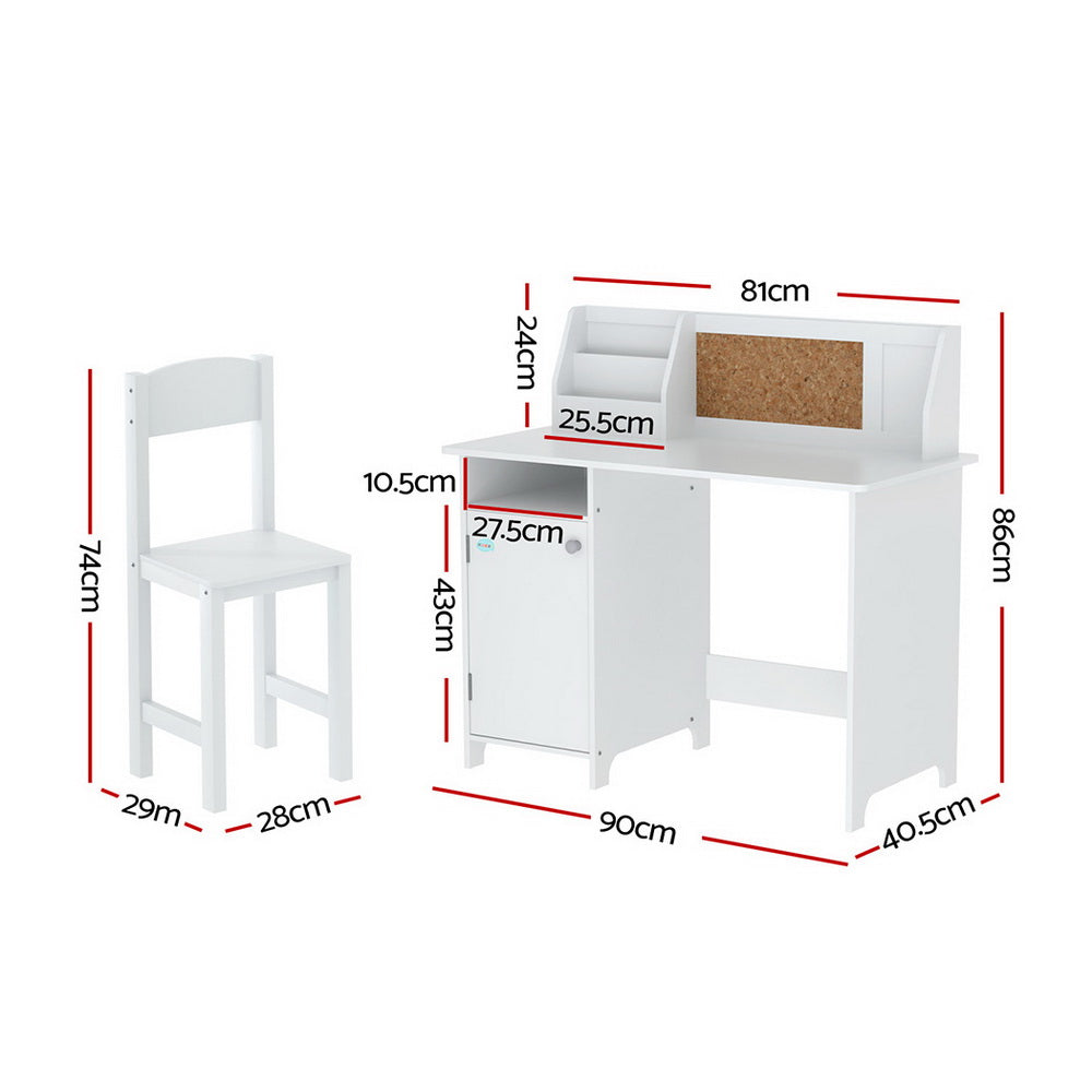 Keezi Kids Table and Chair Set Children Study Play Toys Desk w/ Cabinet Storage 4