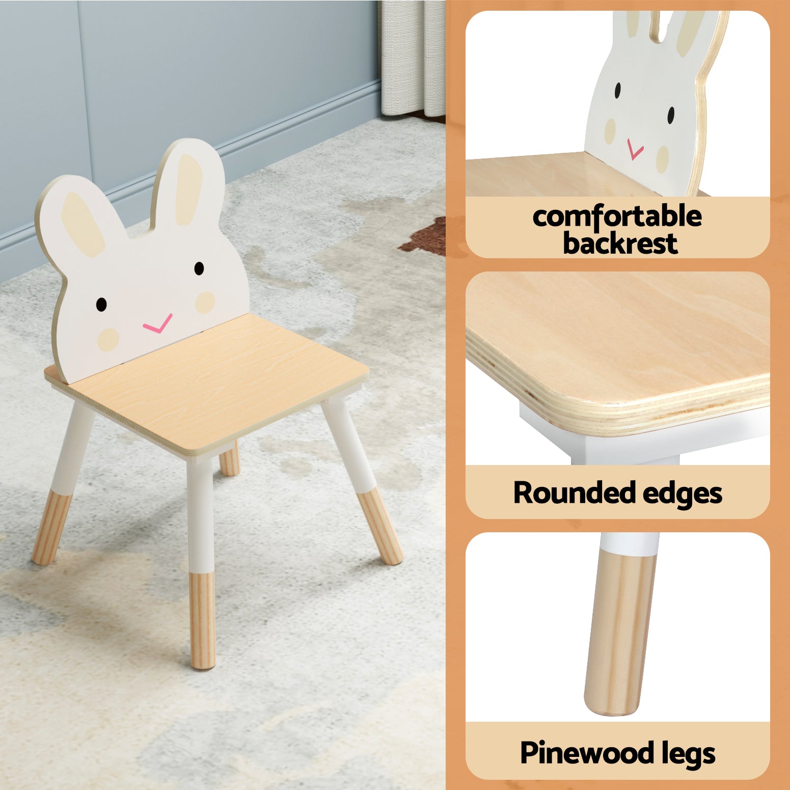 Keezi 3PCS Kids Table and Chairs Set Activity Desk Chalkboard Toy Hidden Storage 6