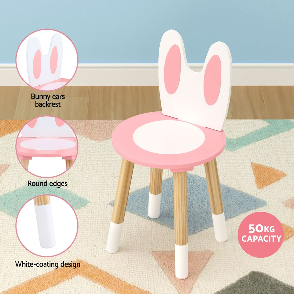 1 Set of Keezi Kids Dressing Table Wooden Bunny Pink 6