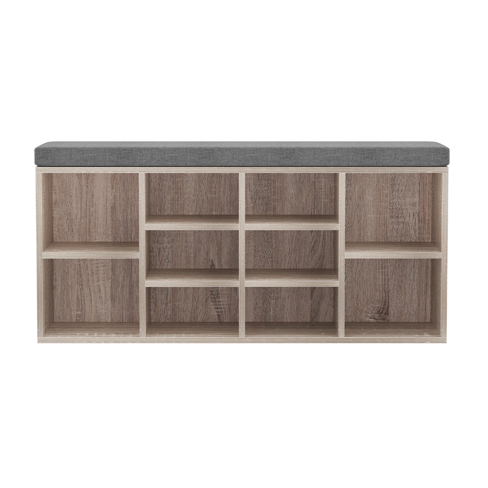 Artiss Shoe Rack Cabinet Shoe Bench Fabric Seat Pine BOA 3