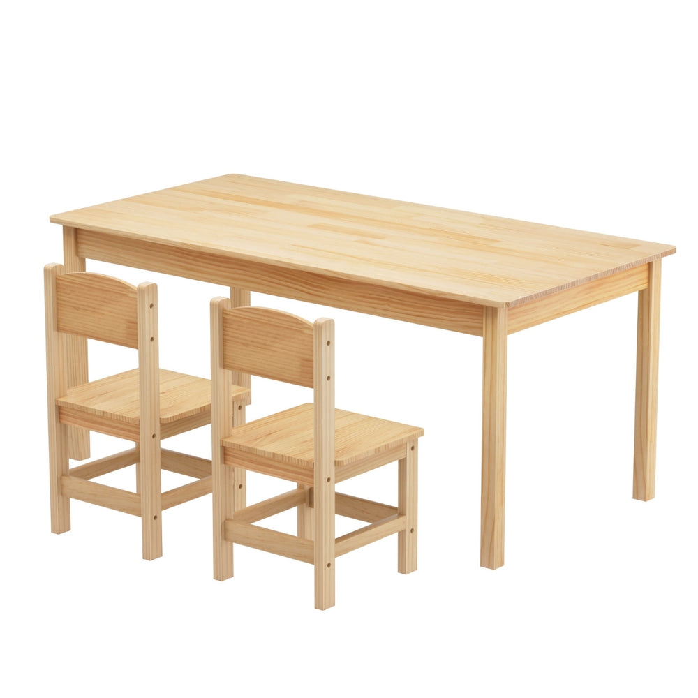 1 Keezi Kids Table and 2 Chairs Set Pinewood 3