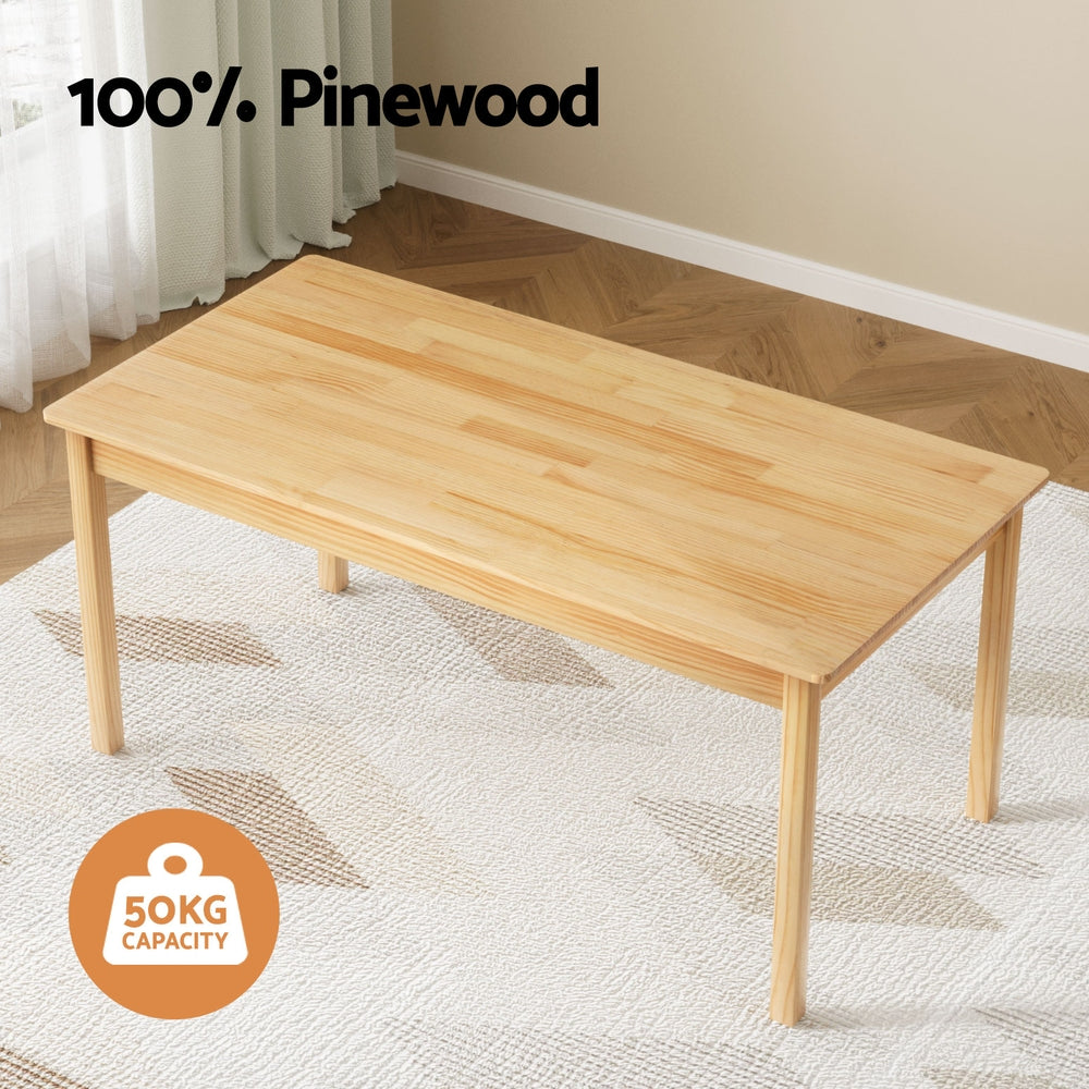 1 Keezi Kids Table and 2 Chairs Set Pinewood 5