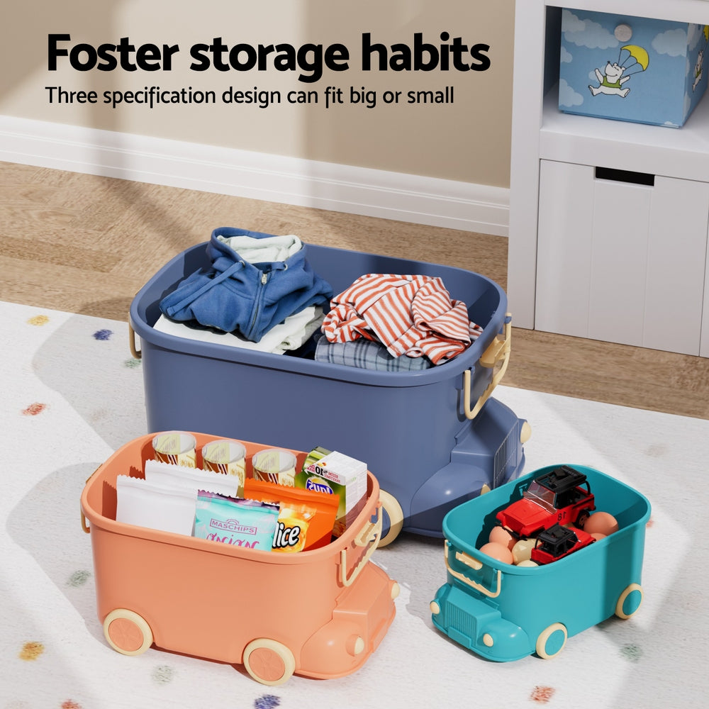 Keezi 3PCS Toy Storage Box Cute Car Toy Container Kids Toys Organiser Snack Boxes 5