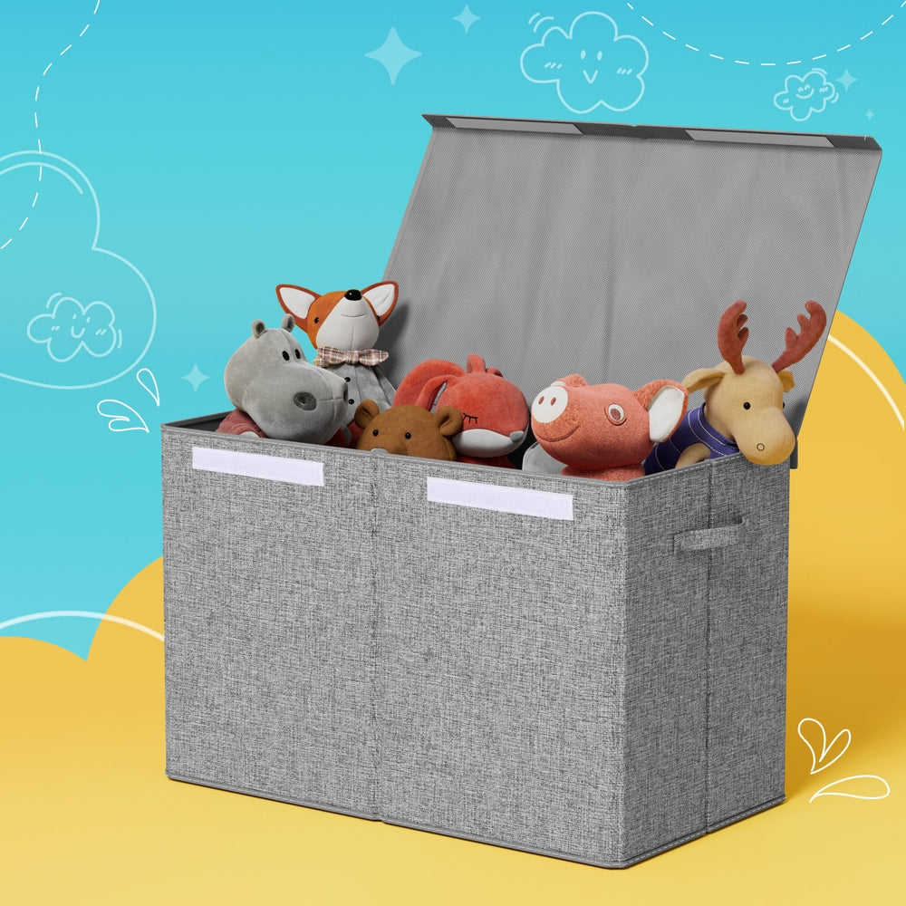 Keezi Large Toy Box Chest Storage with Flip-Top Lid Foldable Organizer Bins Grey 7