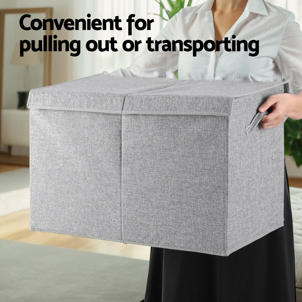 Keezi Large Toy Box Chest Storage with Flip-Top Lid Foldable Organizer Bins Grey 5