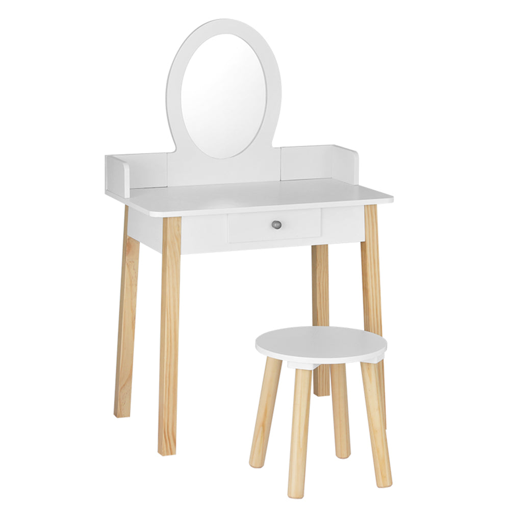 Keezi Kids Dressing Table Chair Set Wooden Leg Vanity Makeup Drawer Mirror 3