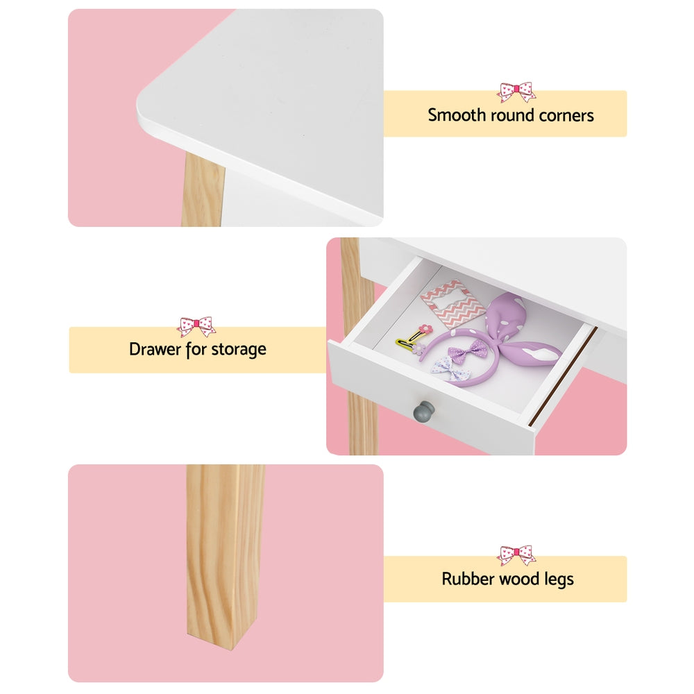 Keezi Kids Dressing Table Chair Set Wooden Leg Vanity Makeup Drawer Mirror 8