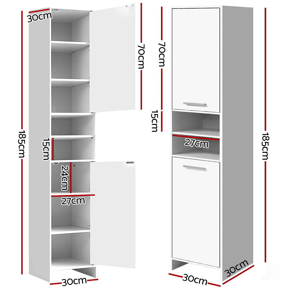 Artiss Bathroom Cabinet Storage 185cm White 4