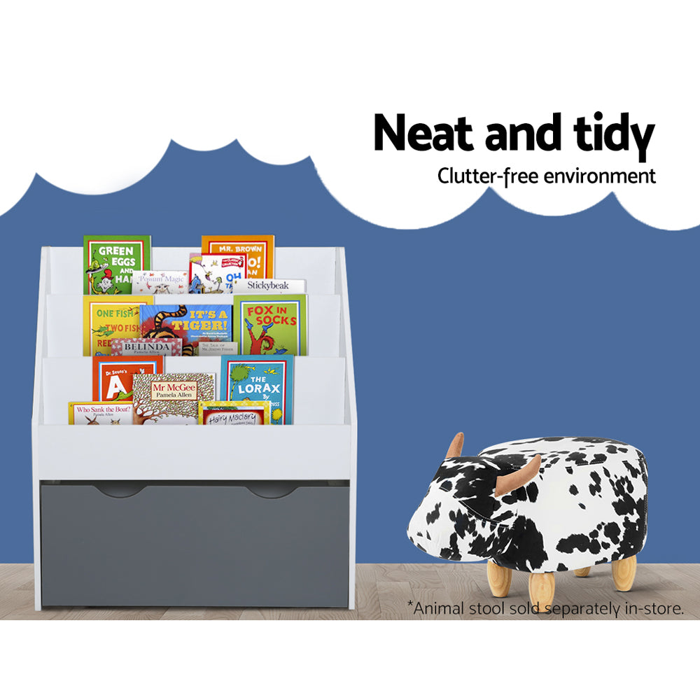 Keezi 3 Tiers Kids Bookshelf Magazine Rack Children Bookcase Organiser Storage 6