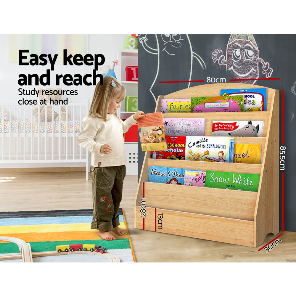 Keezi 5 Tiers Kids Bookshelf Magazine Shelf Organiser Bookcase Display Rack 5