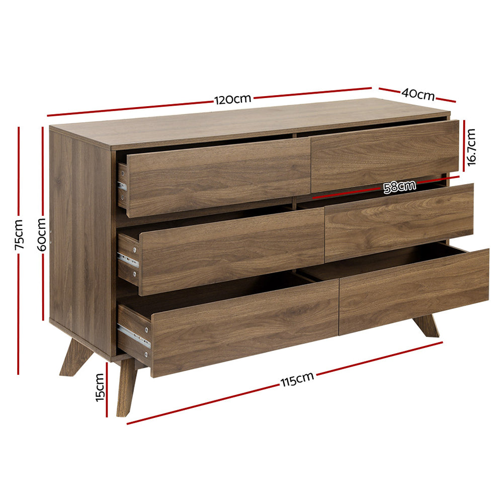 Artiss 6 Chest of Drawers - XAVI Walnut 4