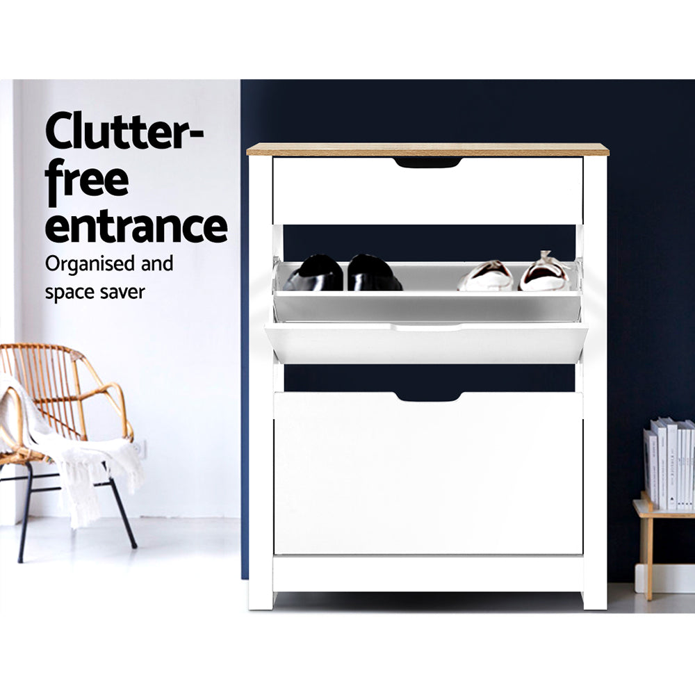 Artiss Shoe Rack Cabinet 16 Pairs White Ana 6