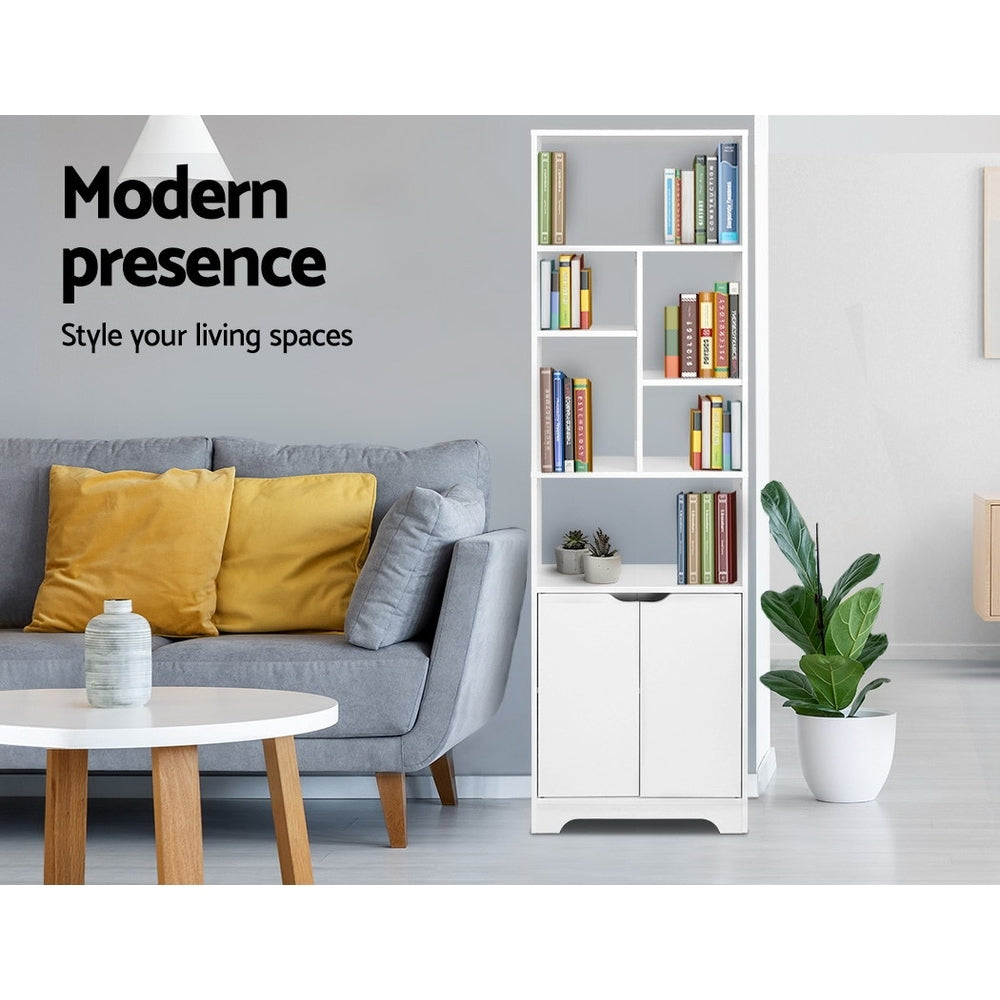 Artiss Bookshelf with Cabinet - GINA White 6