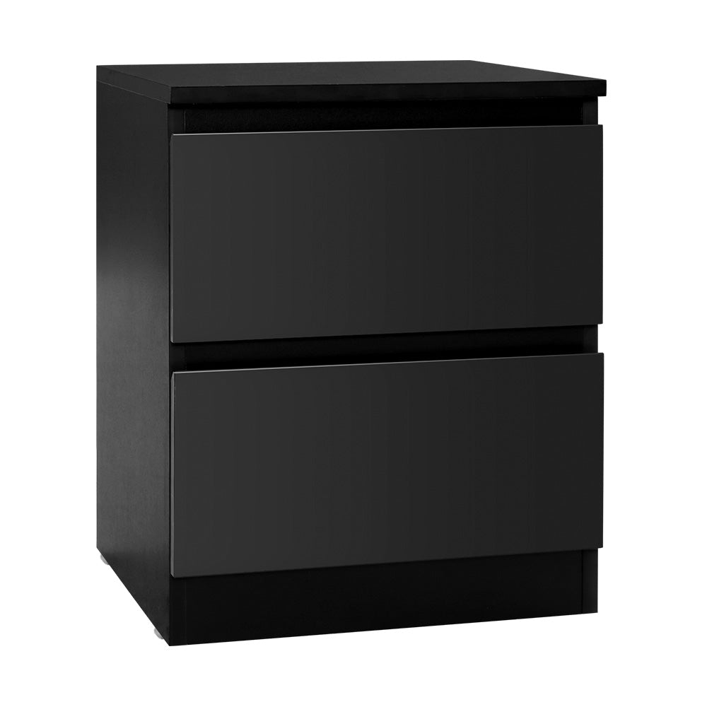 Artiss Bedside Table 2 Drawers - PEPE Black 8