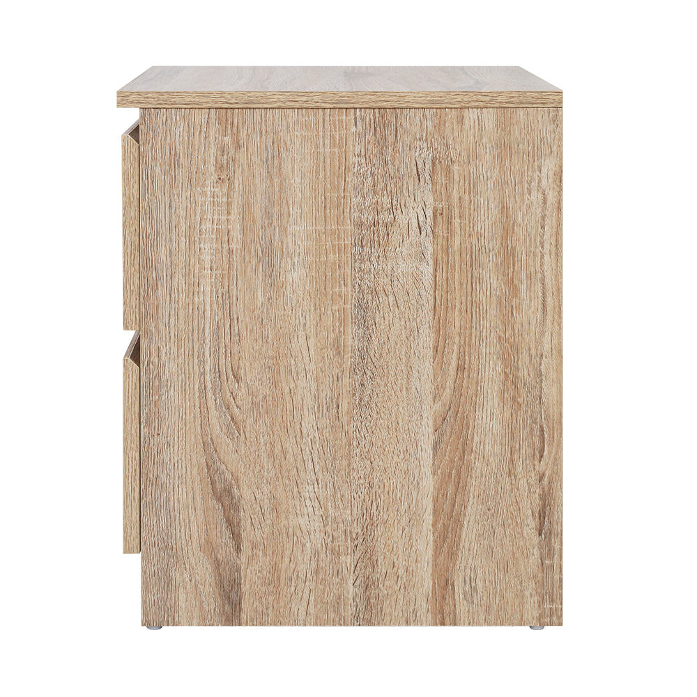 Artiss Bedside Table 2 Drawers - PEPE Oak 3
