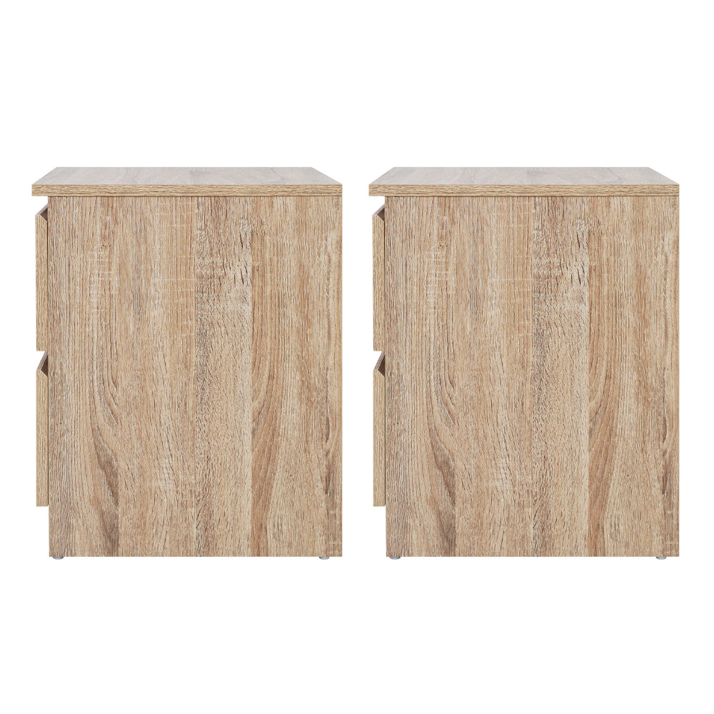 Artiss 2x Bedside Table 2 Drawers - PEPE Oak 3