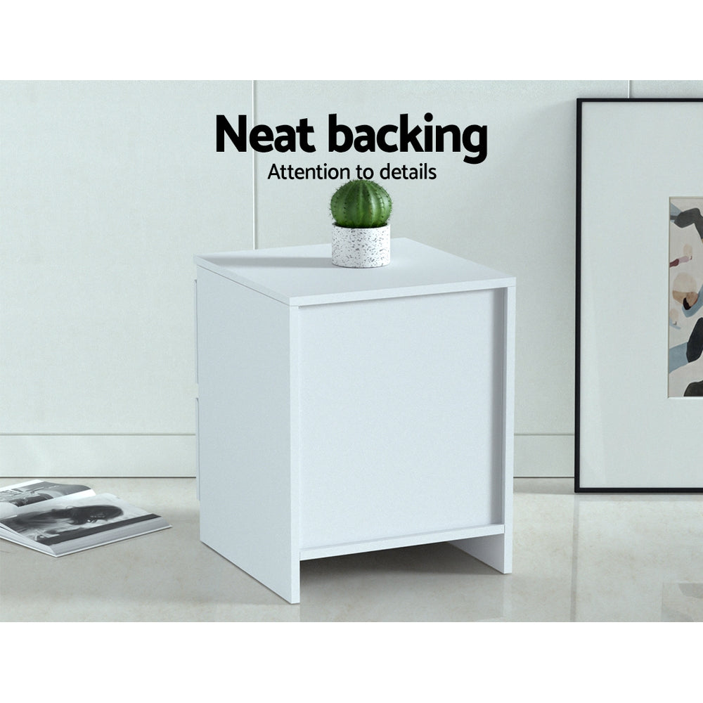 Artiss 2x Bedside Table 2 Drawers - PEPE White 5