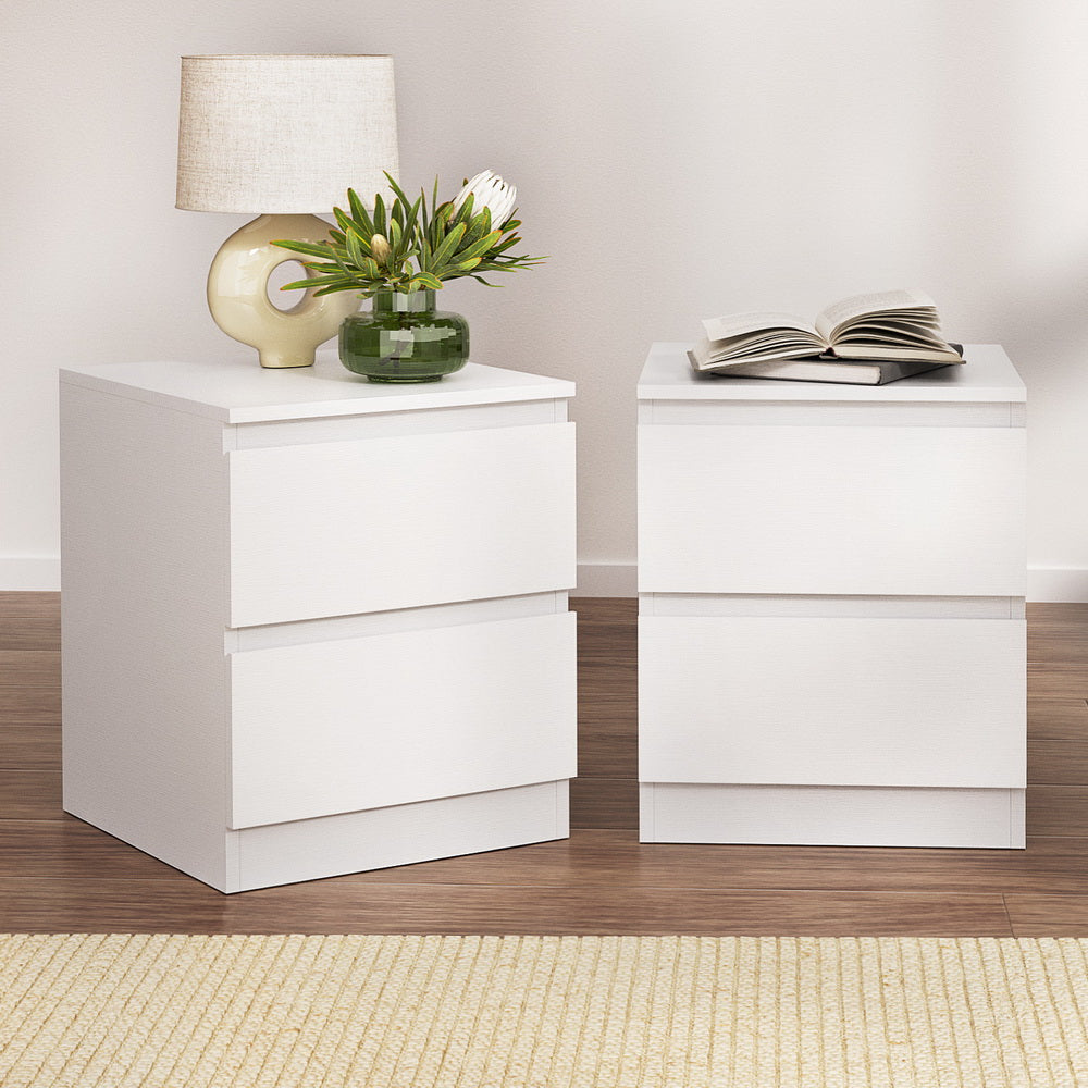 Artiss 2x Bedside Table 2 Drawers - PEPE White 8