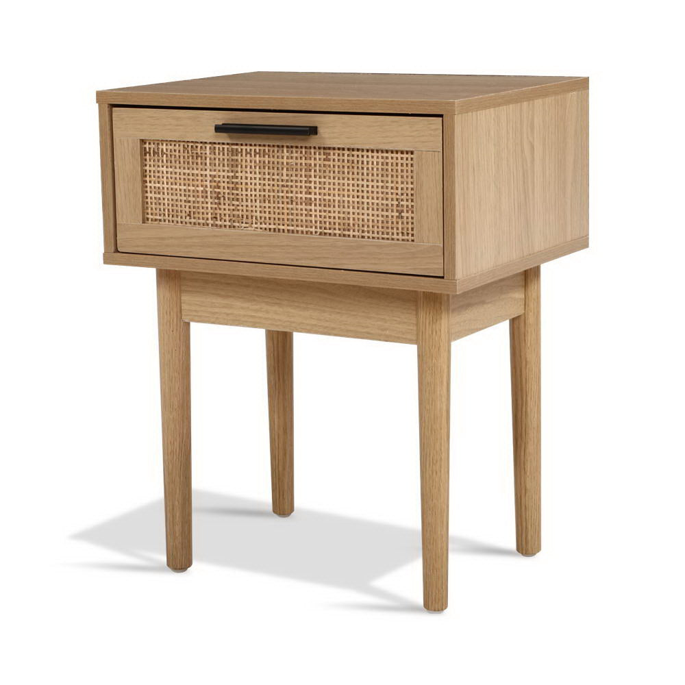 Artiss Bedside Tables Side Table Rattan Drawers Nightstand 3