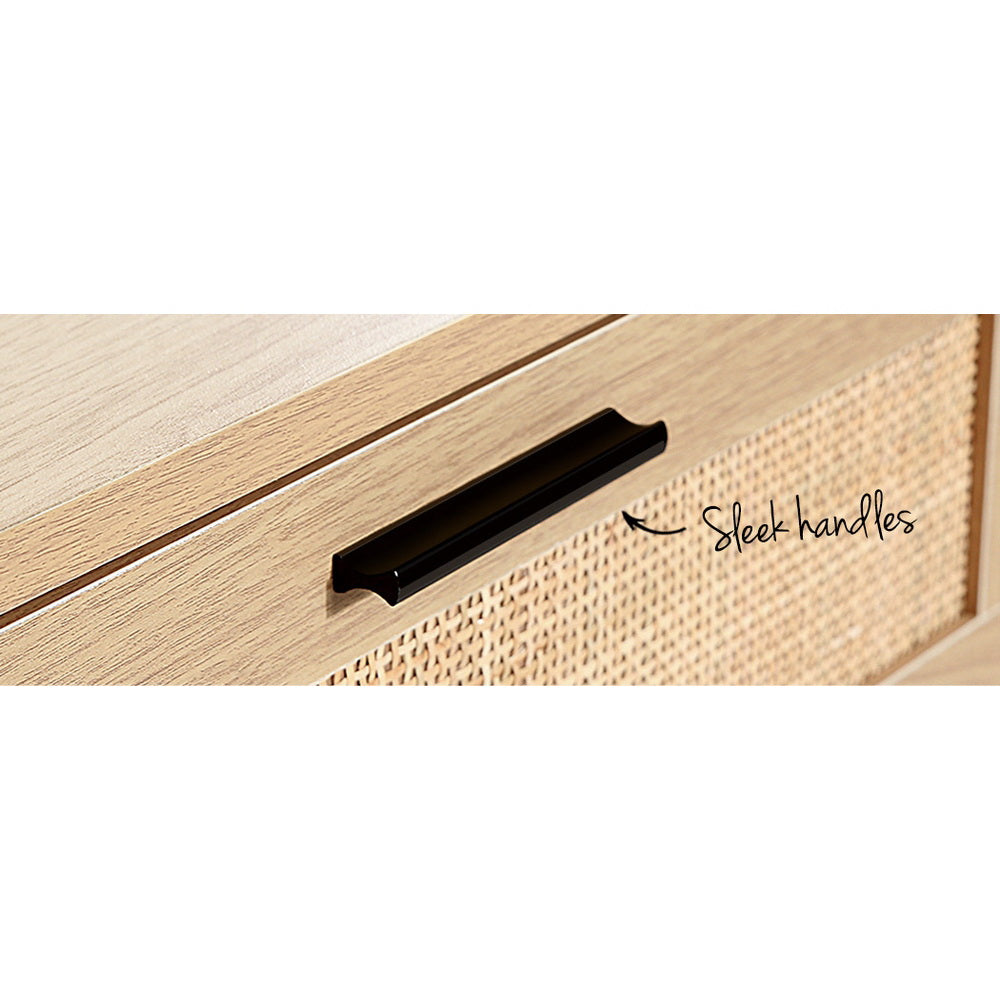 Artiss 4 Chest of Drawers Rattan Tallboy Pine - BRIONY 7