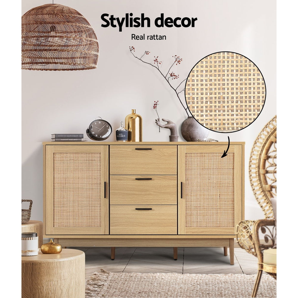Artiss Rattan Buffet Sideboard - BRIONY Oak 6