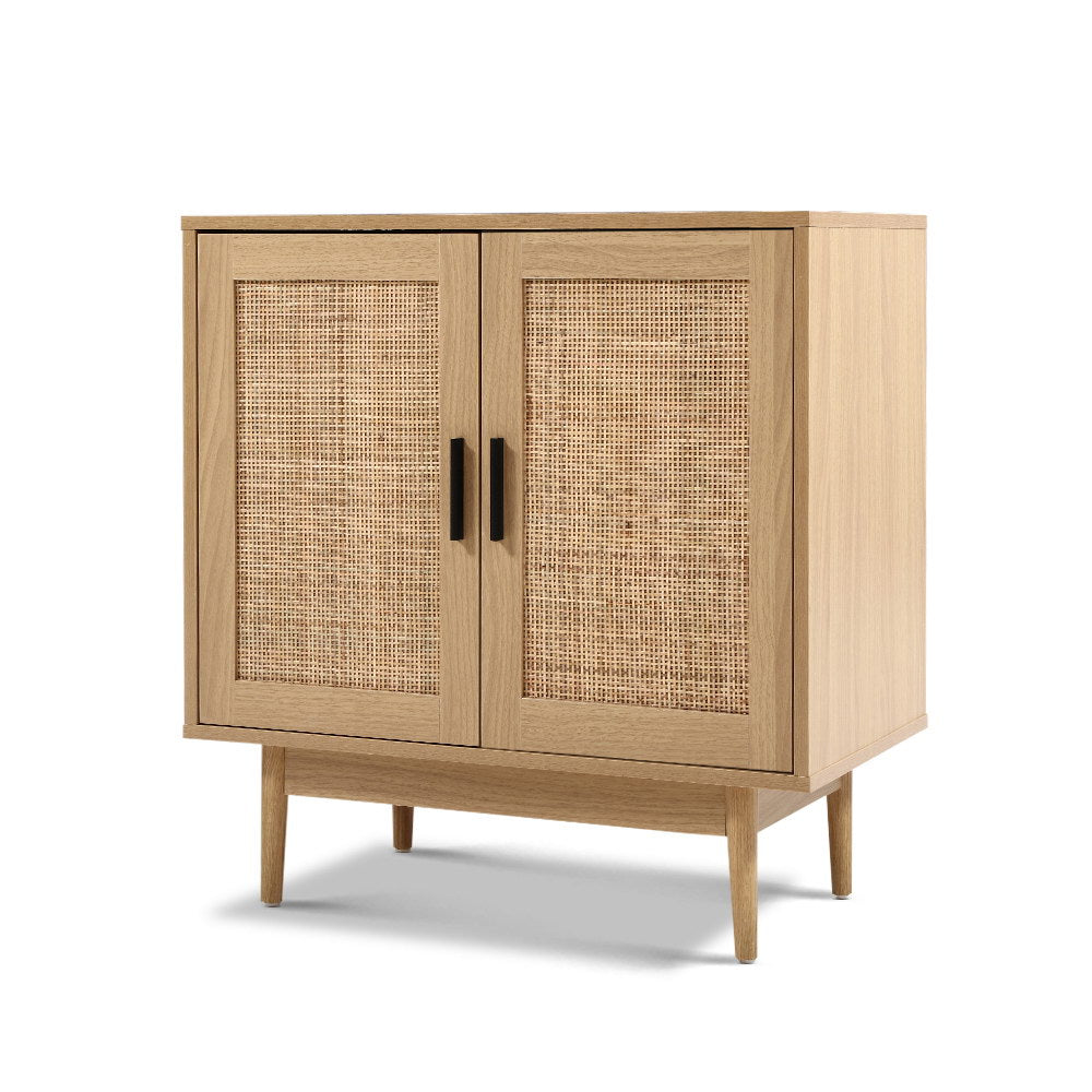 Artiss Rattan Buffet Sideboard 2 Doors - BRIONY Oak 3