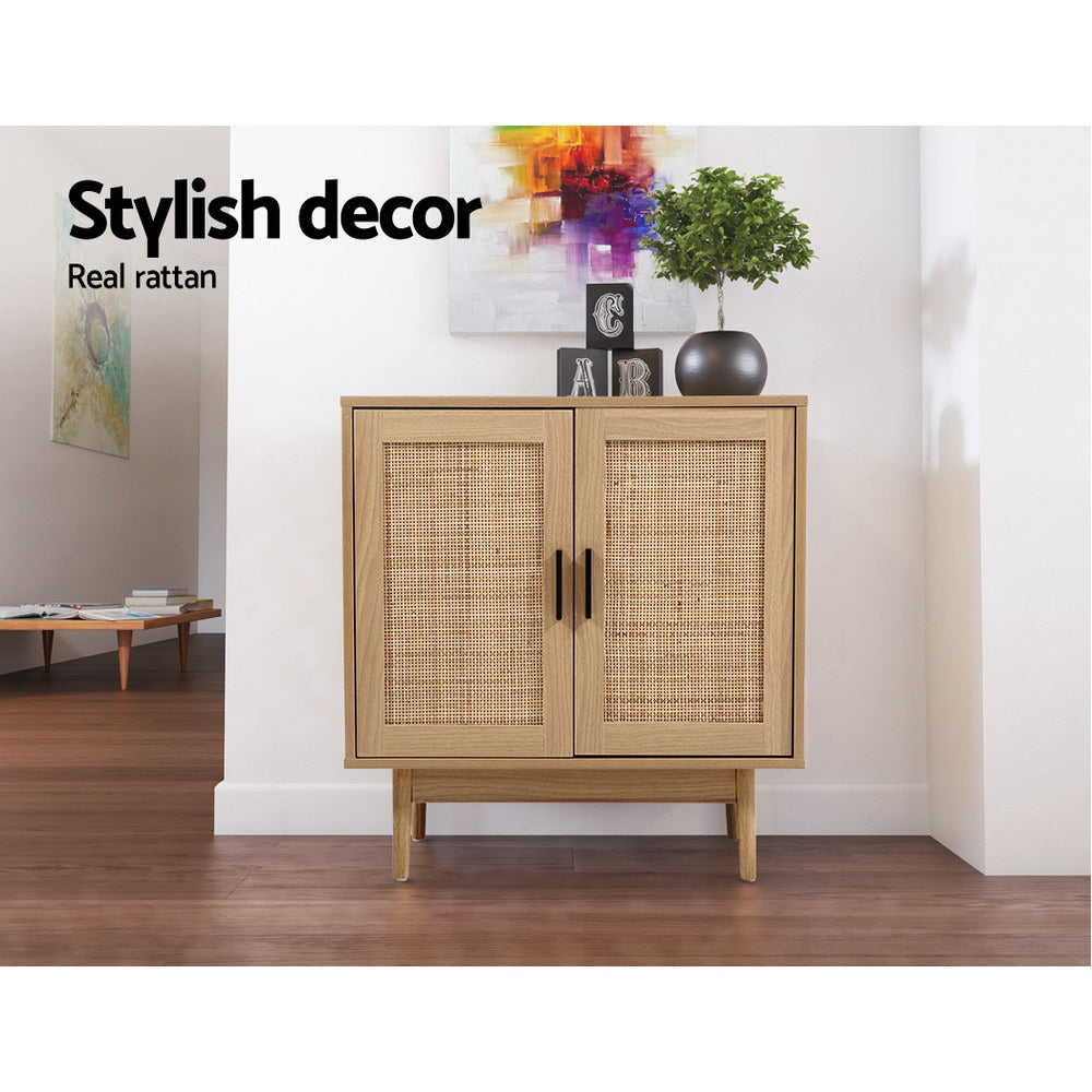 Artiss Rattan Buffet Sideboard 2 Doors - BRIONY Oak 6