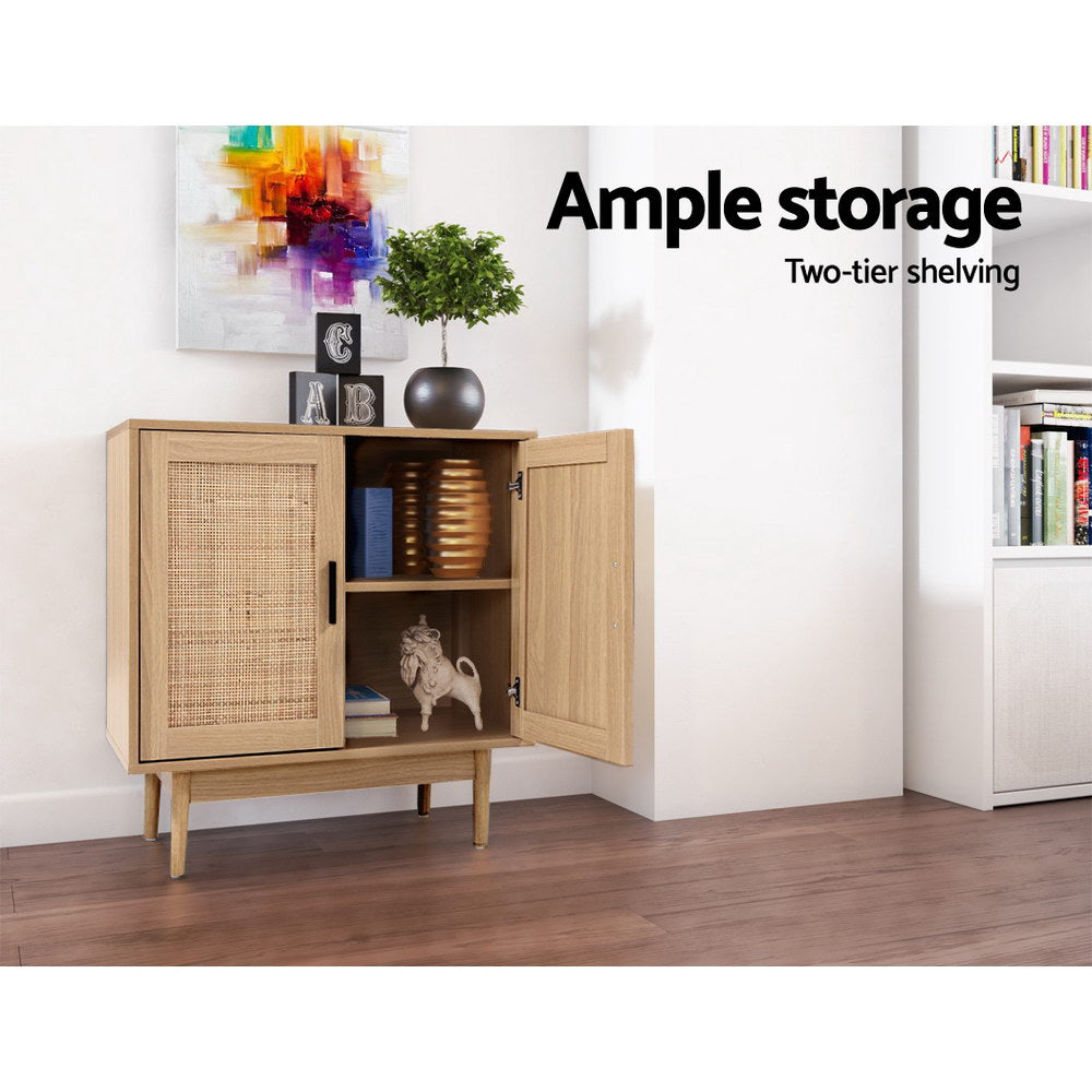 Artiss Rattan Buffet Sideboard 2 Doors - BRIONY Oak 7