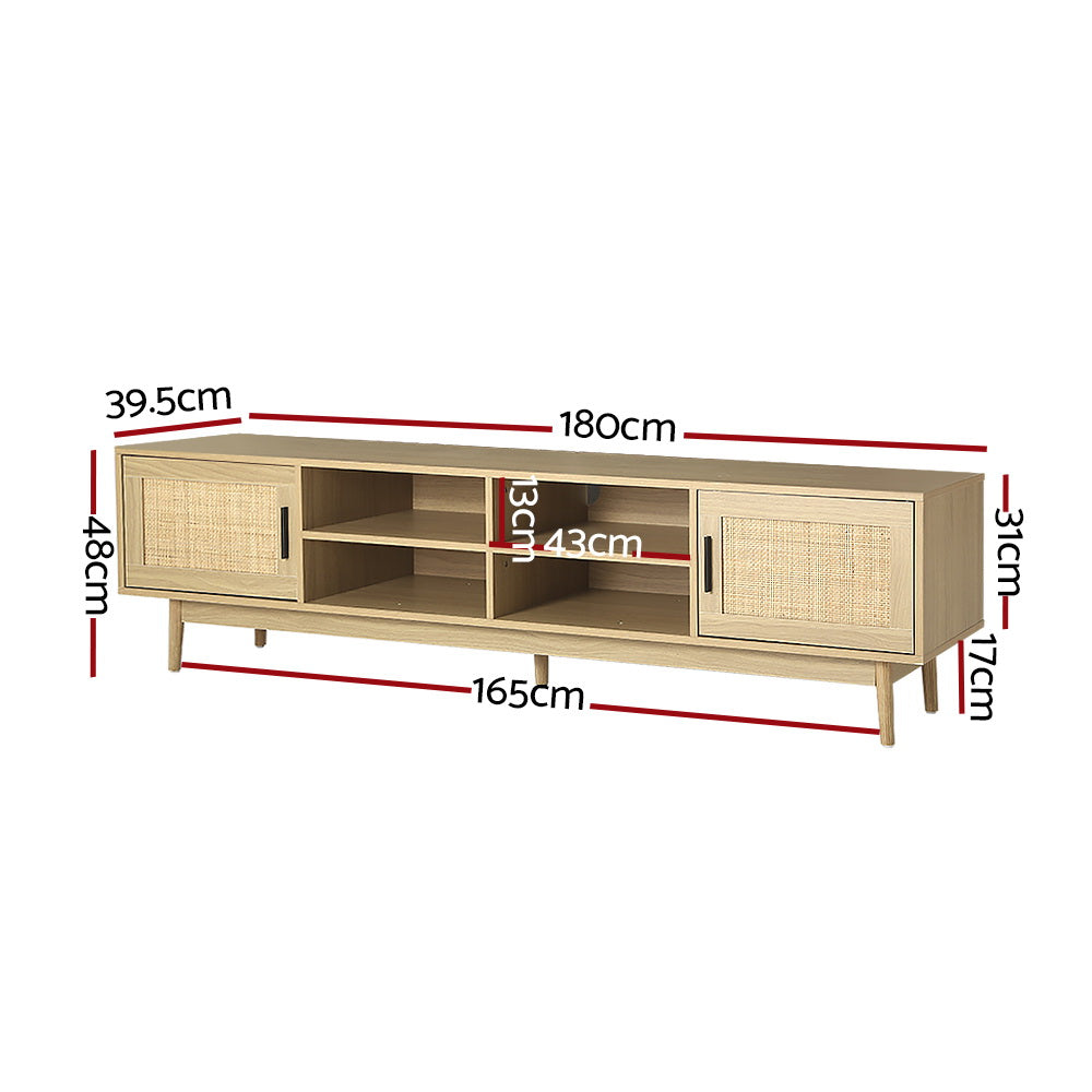 Artiss TV Cabinet Entertainment Unit 180cm Rattan Cole 4