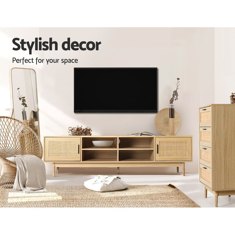 Artiss TV Cabinet Entertainment Unit 180cm Rattan Cole 6