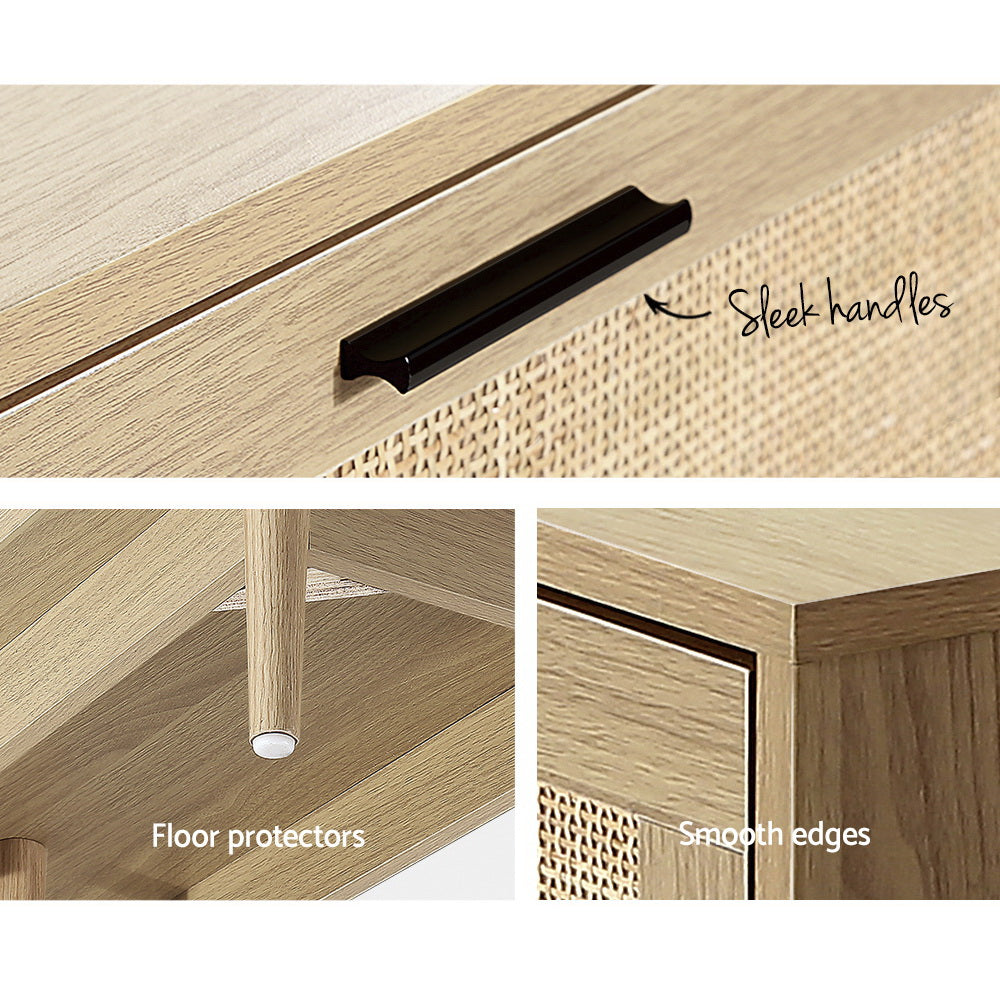 Artiss TV Cabinet Entertainment Unit 180cm Rattan Cole 8