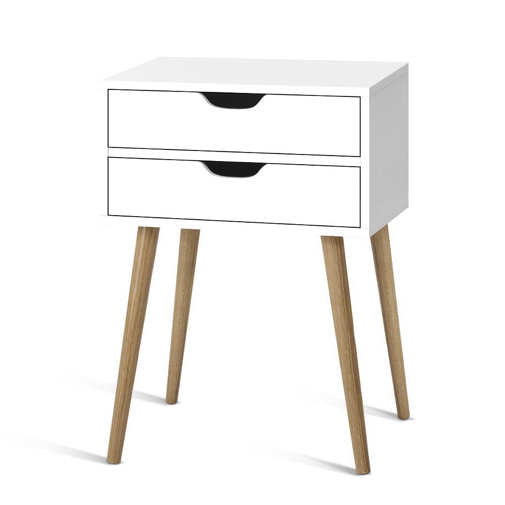 Artiss Bedside Table 2 Drawers - BODIE White 7