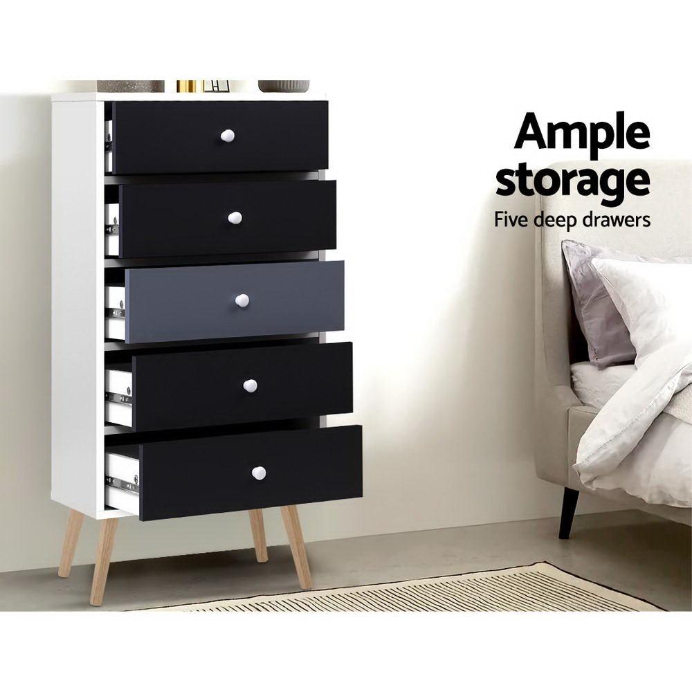 Artiss 5 Chest of Drawers - BONDS White 5
