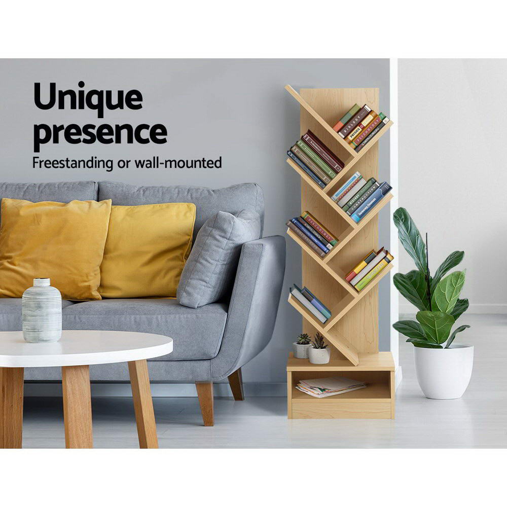 Artiss Tree Bookshelf 7 Tiers - ECHO Oak 5