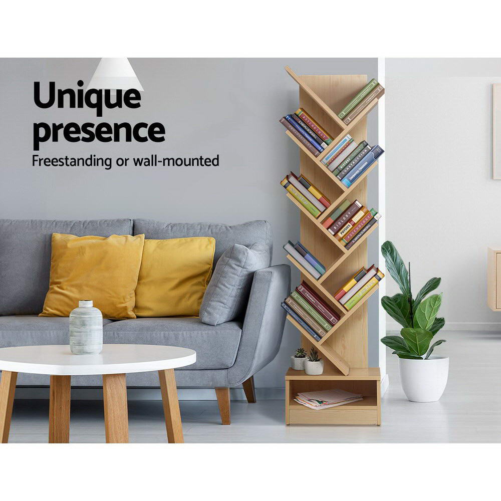 Artiss Tree Bookshelf 9 Tiers - ECHO Oak 5