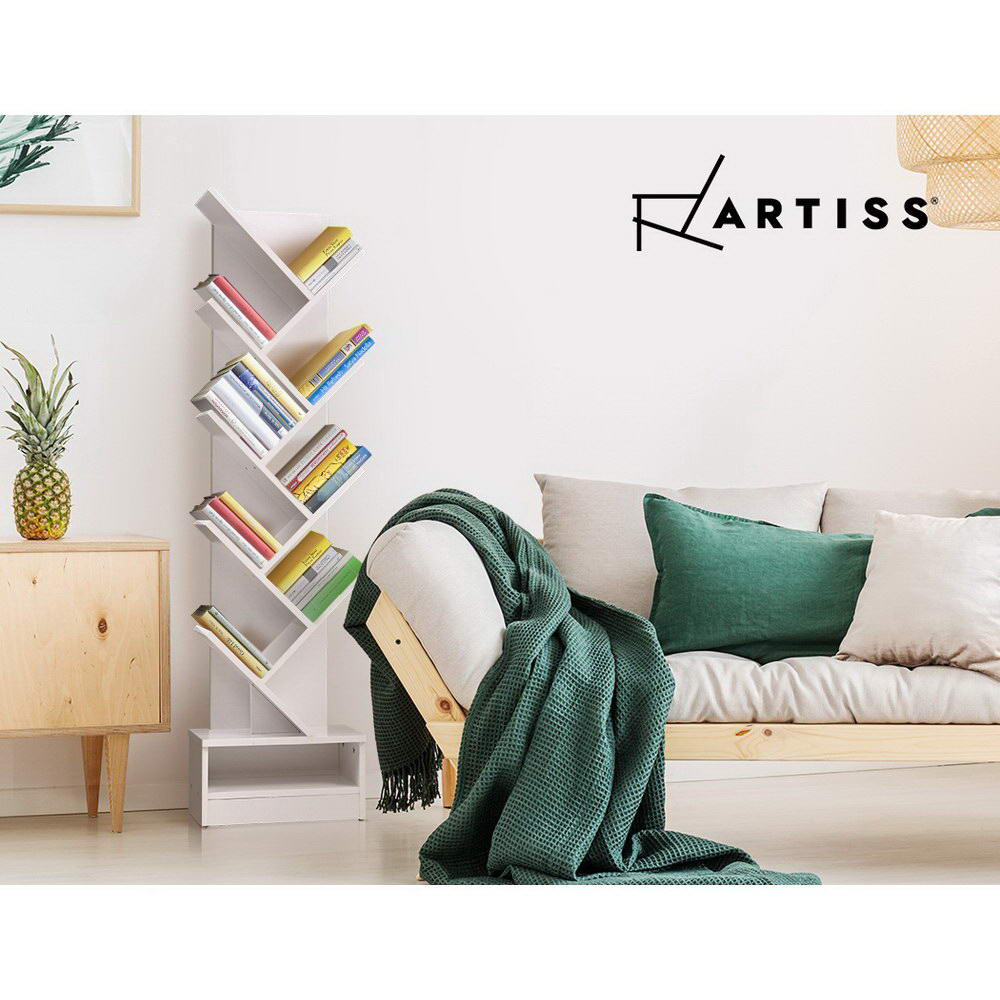 Artiss Tree Bookshelf 9 Tiers - ECHO White 8